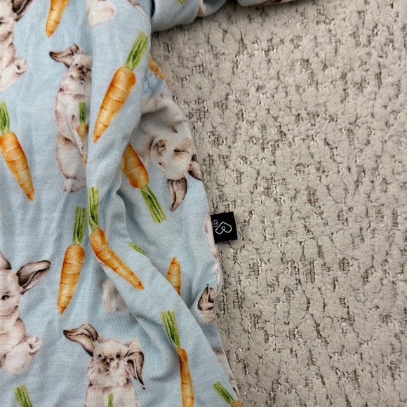 Bamboo Blue Bunny Print Kids Pajamas - Picture 3 of 4